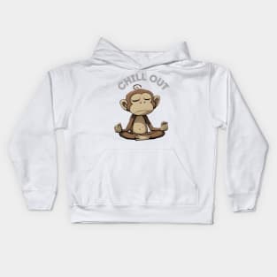 Chill Out Meditation Monkey Kids Hoodie